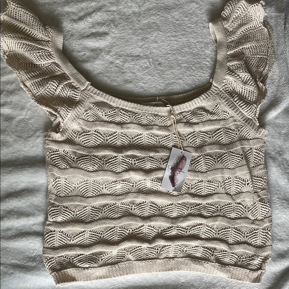 Jessica Simpson Knit Ruffle Sleeve Top